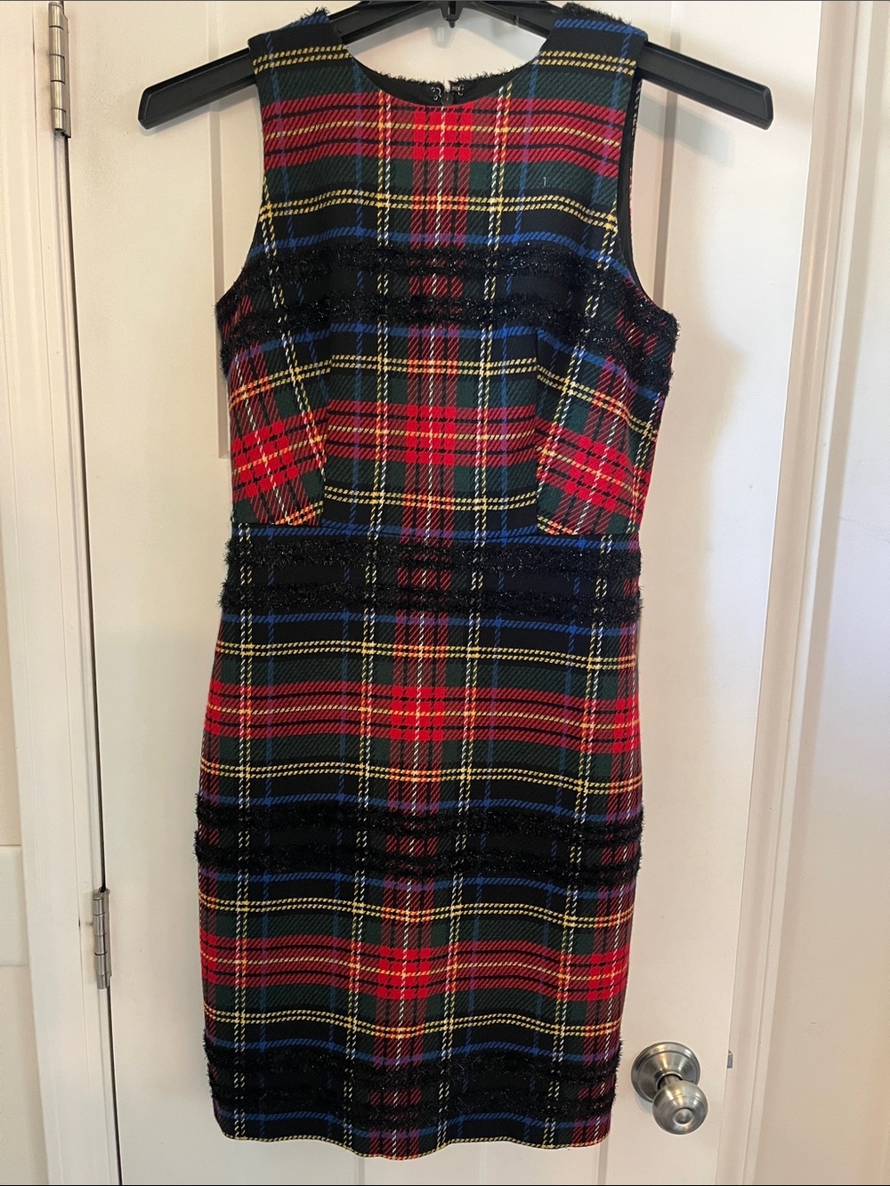 J Crew Sleeveless Red Plaid Sheath Dress - Picture 4 of 7